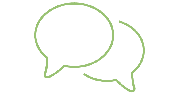 icono verde línea verde de unos bocadillos de conversación